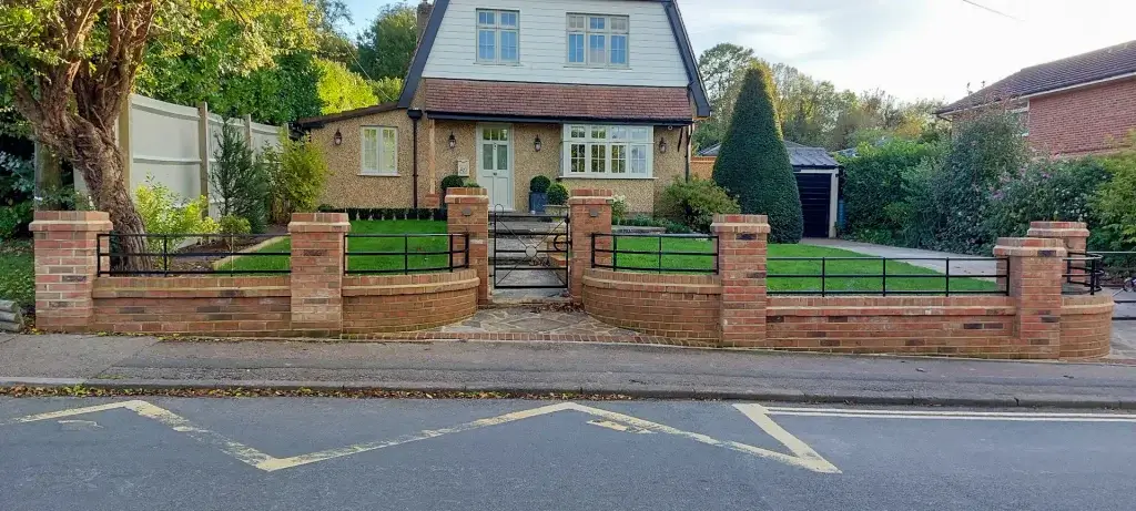 Wall railings and garden gate